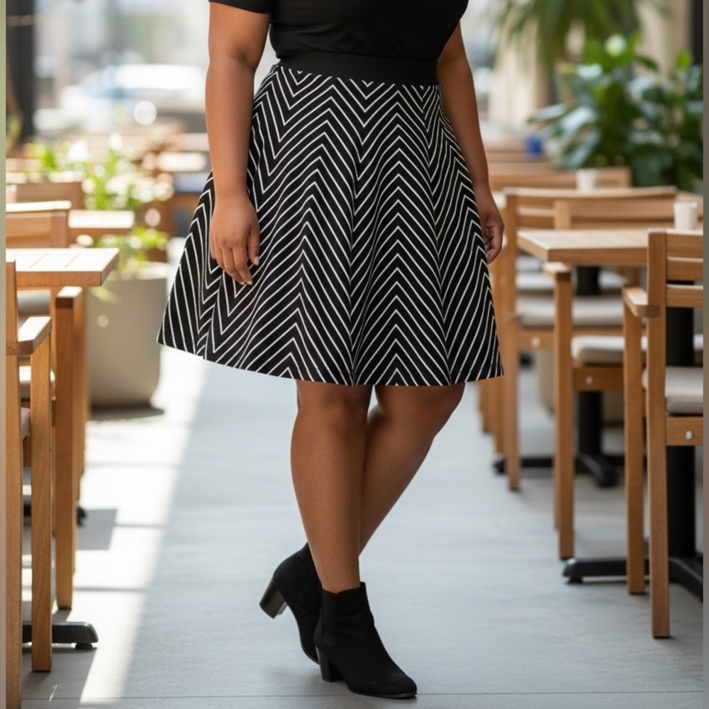New! Grace Elements Herringbone Design Knee Length Skirt